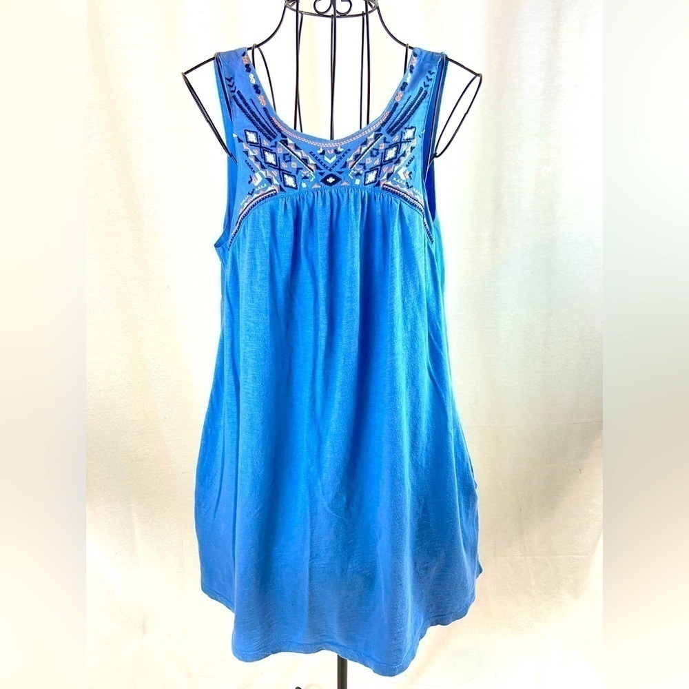 Roxy Blue Tank Mini Dress With Southwest Embroidery Women’s Size XS